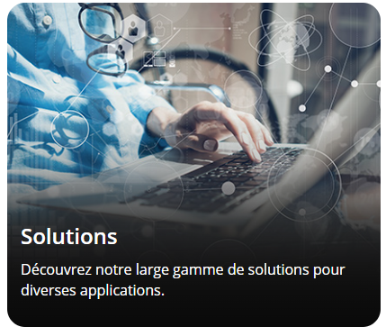 Solutions : découvrez notre large gamme de solutions pour diverses applications. Illustration d’une personne utilisant un ordinateur.
