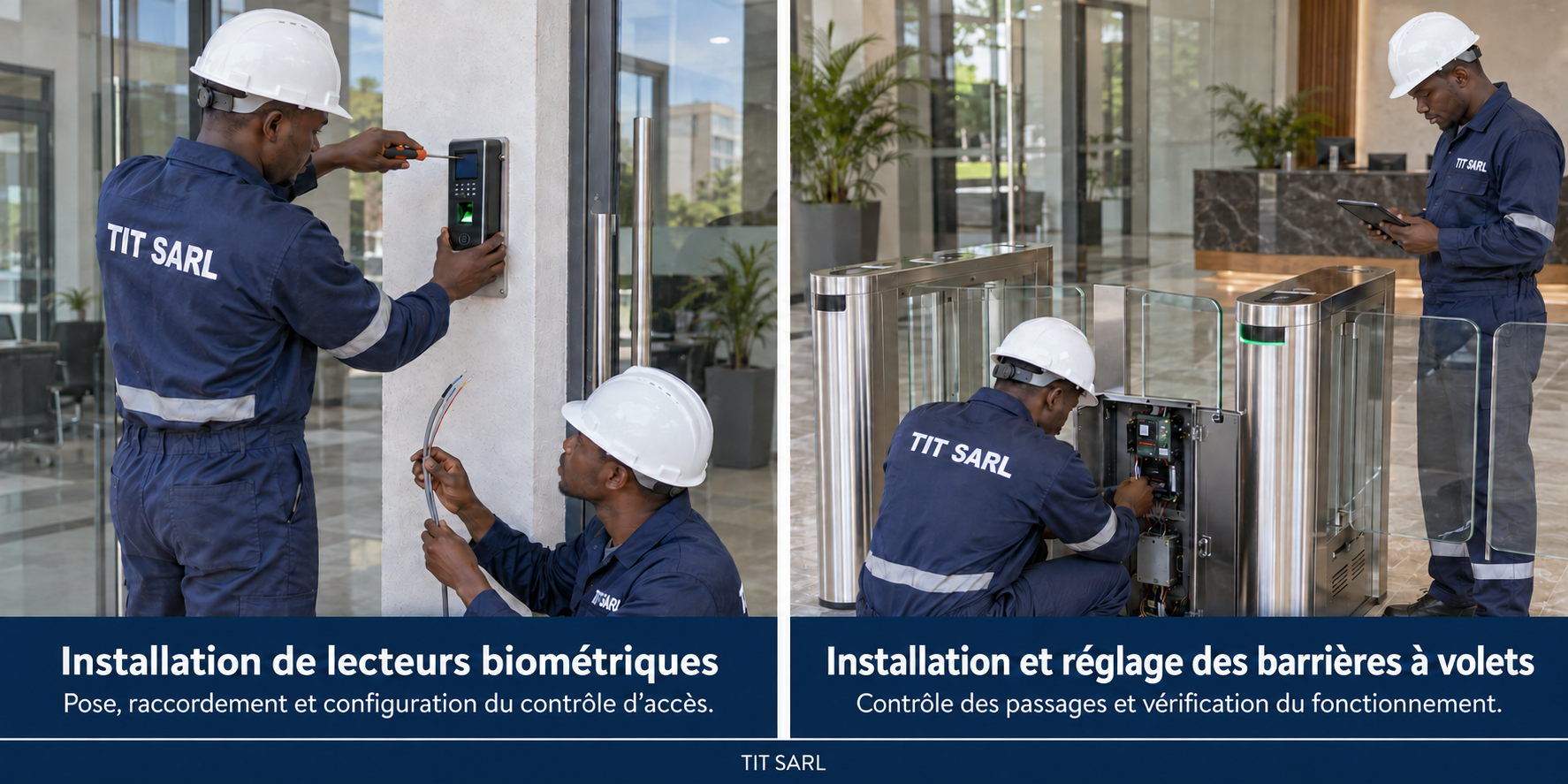 Techniciens TIT SARL — illustration de l’installation du contrôle d’accès